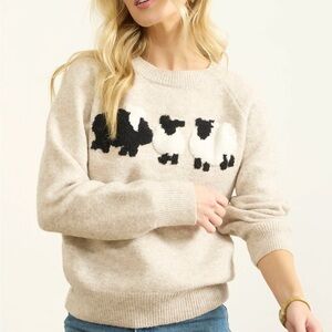 NWT Black Sheep Pattern Sweater - Beige